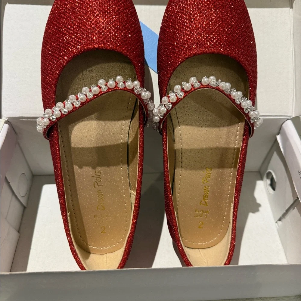 Girls Dream Pairs Red Glitter Kids Shoes